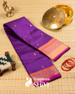 6- Kanchipuram silk saree-purple big thread borders